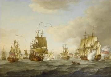 John Cleveley the Elder la flota del Almirante Byng se pone en marcha desde Spithead Sea Warfare Pinturas al óleo